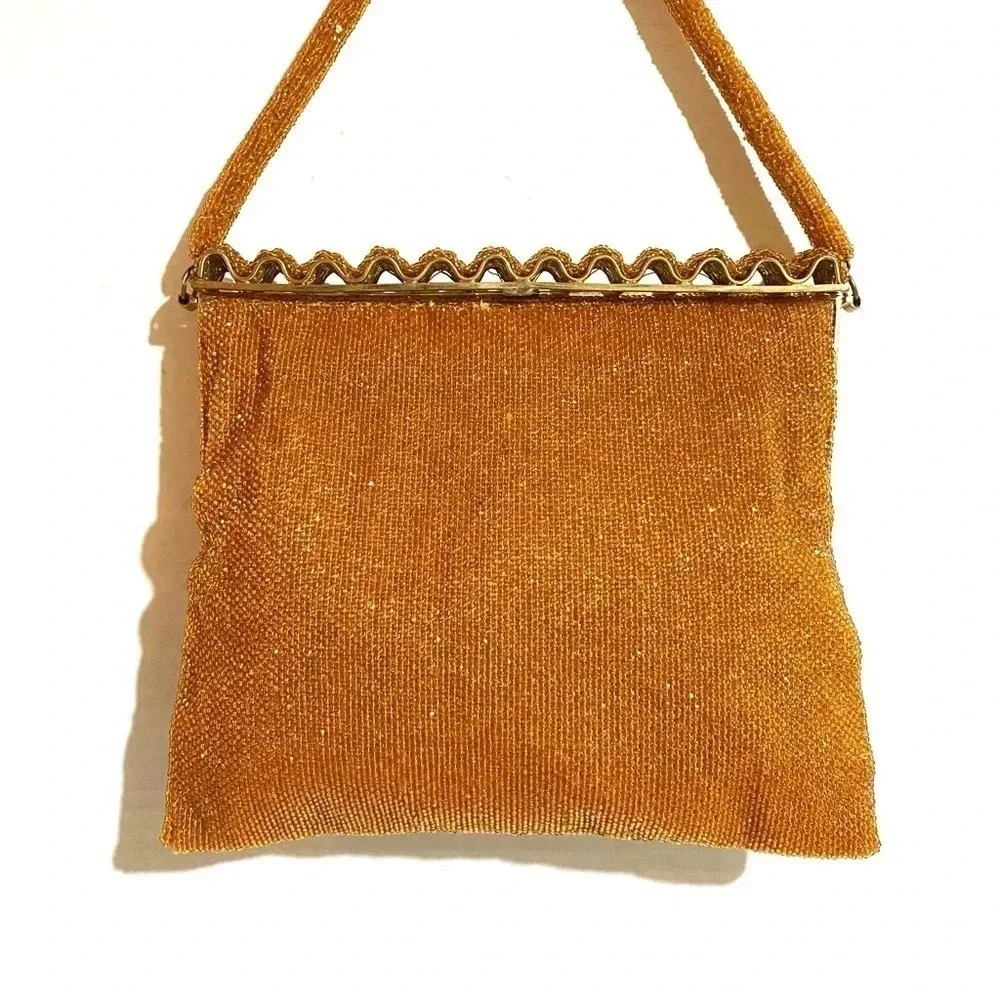 Vintage mash amber brown handle bag